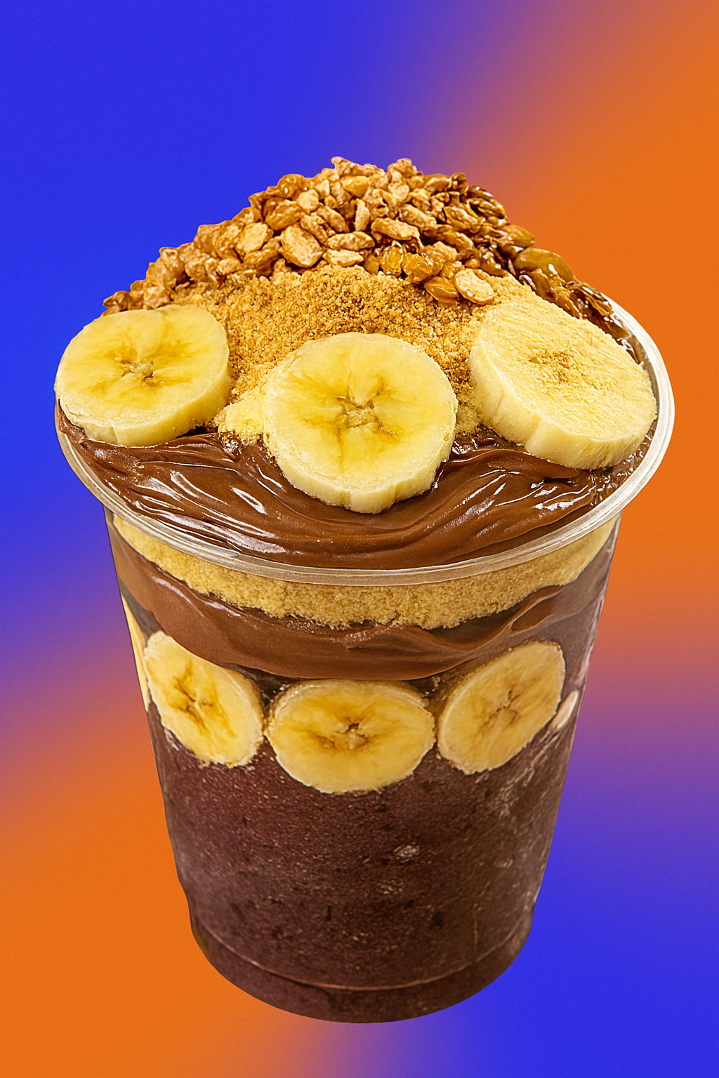 Açaí com Banana - Nutella, Leite Ninho, Paçoca e Granola.